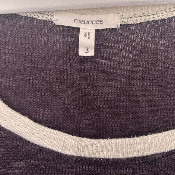 Maurices Navy Cream Striped Patchwork Ruffle Babydoll Tunic Boho Indie 3X - Picture 5 of 5